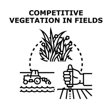 Managing competitive vegetation in agricultural fields Stock Illustration