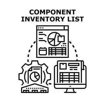 Managing component inventory list and financial reporting system Stock Illustration