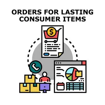 Managing consumer durable orders and business analysis Stock Illustration