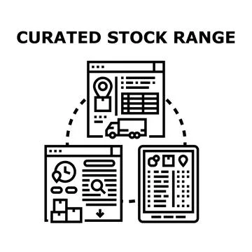 Managing curated stock range with digital inventory and logistics Stock Illustration