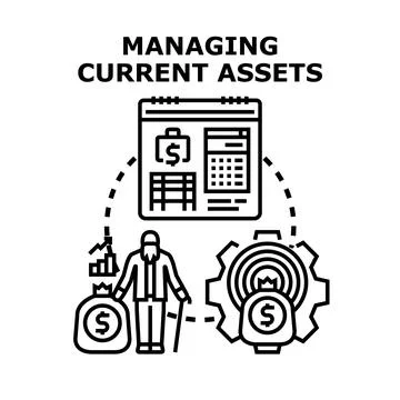 Managing current assets business concept illustration vector Illustrazione stock