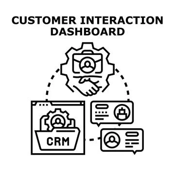 Managing customer interaction dashboard for business relationship Stock Illustration