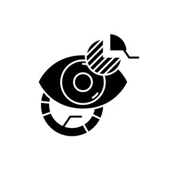 Managing data black icon, vector sign on isolated background. Managing data Stock Illustration