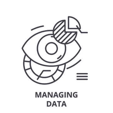 Managing data line icon concept. Managing data vector linear illustration Stock Illustration