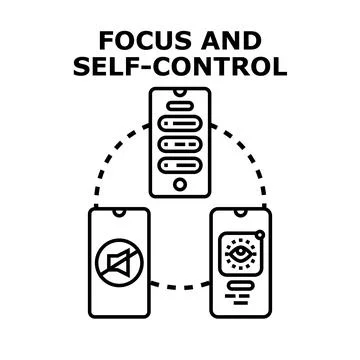 Managing digital distractions for focus and self control Stock Illustration