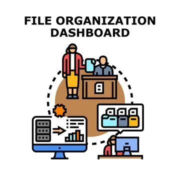 Managing digital files and organizing data concept Stockillustratie