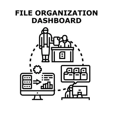 Managing digital files and organizing data concept Stock Illustration
