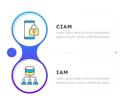 Managing digital identity systems infographic 2 steps Illustrazione stock