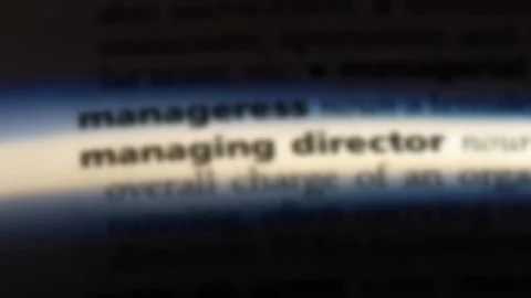 Managing director word in a dictionary. Stock Footage 99563313