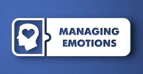 Managing Emotions on Blue in Flat Design Style. Stock Illustration