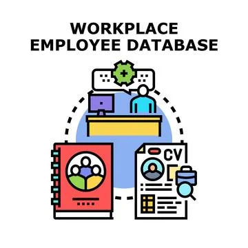 Managing employee workplace database human resources information system Stock Illustration