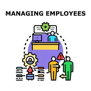 Managing employees productivity, development, and team communication Stock Illustration