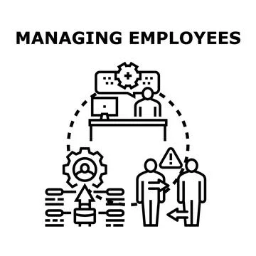 Managing employees productivity, development, and team communication Stock Illustration