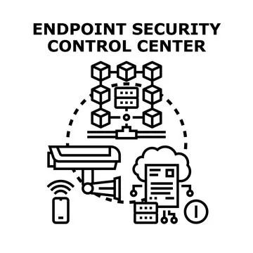 Managing endpoint security control center network system Stock Illustration