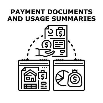 Managing financial documents, usage summaries, and budget planning Ilustración de archivo
