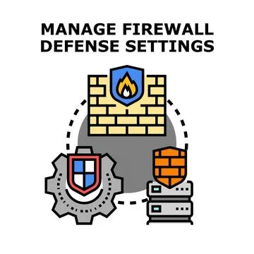 Managing firewall defense settings for cybersecurity protection Illustrazione stock