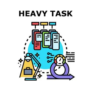 Managing heavy task load and project workflow development Stock Illustration