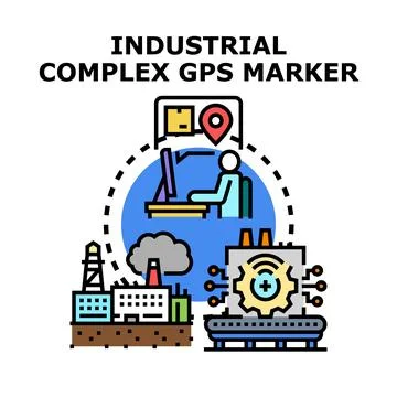 Managing industrial complex location and smart logistics tracking Stock Illustration
