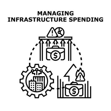 Managing infrastructure spending process for urban development Stock Illustration