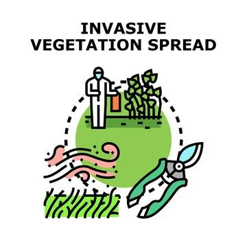 Managing invasive plant spread and controlling unwanted vegetation Stock Illustration