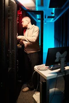 Managing IT Infrastructure in Data Center Stock Photos