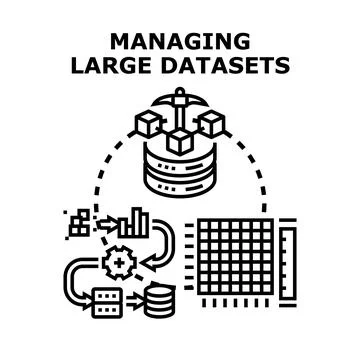 Managing large datasets business process operation analyzing data 库存插图
