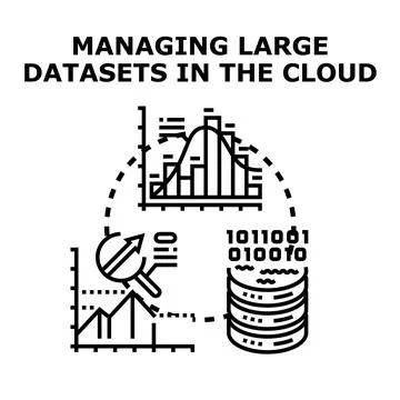 Managing large datasets in the cloud concept Stockillustratie