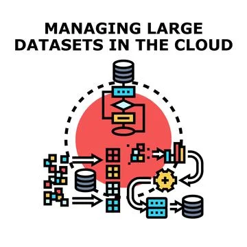 Managing large datasets in cloud storage platform Stock Illustration