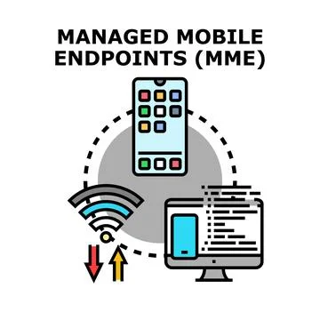 Managing mobile and desktop endpoints connectivity concept Stock Illustration