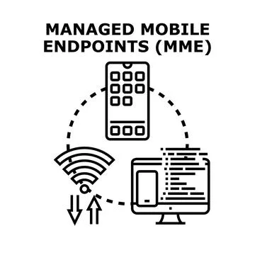 Managing mobile and desktop endpoints connectivity concept Stock Illustration