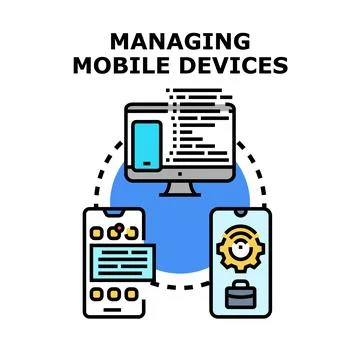 Managing mobile devices controlling digital workflow and enterprise mobility Stock Illustration