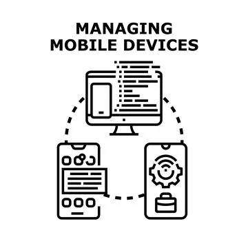 Managing mobile devices controlling digital workflow and enterprise mobility Stock Illustration