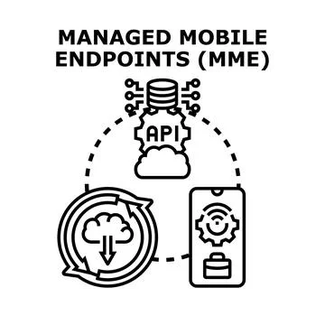 Managing mobile endpoints system network security concept Stock Illustration