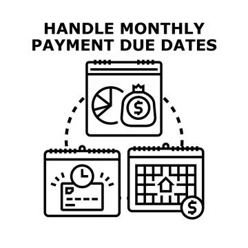 Managing monthly payment due dates and financial planning Stock Illustration