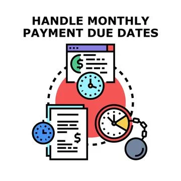 Managing monthly payment due dates and financial obligations Stock Illustration