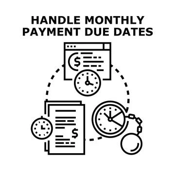 Managing monthly payment due dates and financial obligations Stock Illustration
