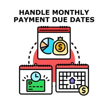 Managing monthly payment due dates and financial planning Stock Illustration
