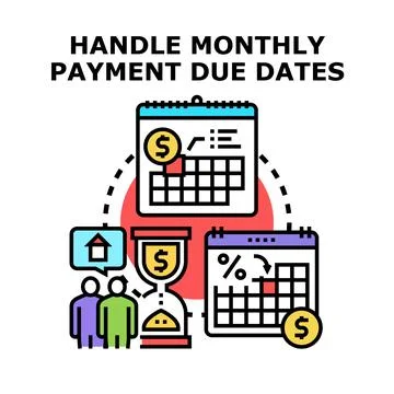 Managing monthly payments due dates concept Stock Illustration