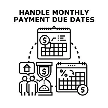 Managing monthly payments due dates concept Stock Illustration