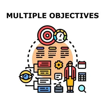 Managing multiple objectives concept planning business strategy Stock Illustration