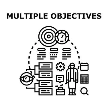 Managing multiple objectives concept planning business strategy Stock Illustration