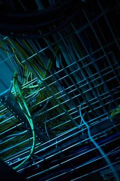 Managing Network Cables in Data Center without Shadows Falling Stock Photos