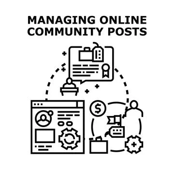 Managing online community content posts system concept Stock Illustration