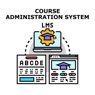 Managing online education courses using a learning management system Stock Illustration
