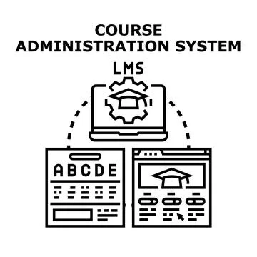 Managing online education courses using a learning management system Stock Illustration