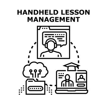 Managing online lessons via remote education technology 스톡 일러스트