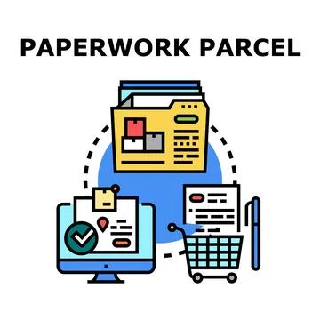 Managing parcel documentation and delivery operations concept 库存插图