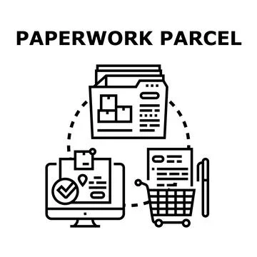 Managing parcel documentation and delivery operations concept 스톡 일러스트