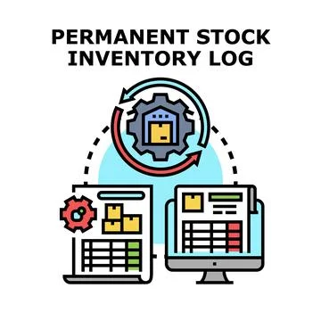 Managing permanent stock inventory log process Stock Illustration