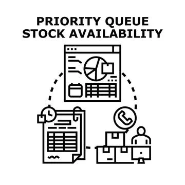 Managing priority queue and stock availability management Stock Illustration